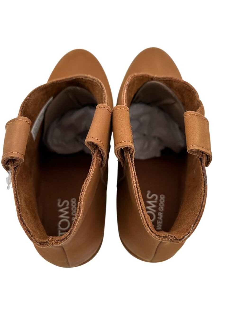 Toms Ankle Booties Womens Size 7.5 Brown Leather Stacked Blocked Heel NEW - Picture 7 of 12